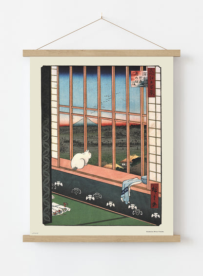 Hiroshige Asakusa Rice Fields Vintage Art Wall Art Print 50x70cm Poster Hanger