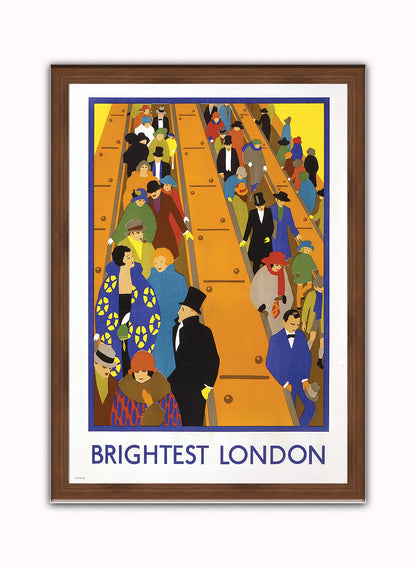 Brightest London Poster Vintage Poster Wall Art Print 50x70cm Dark Wood Frame
