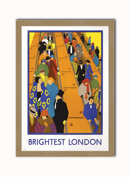 Brightest London Poster Vintage Poster Wall Art Print 50x70cm Light Wood Frame