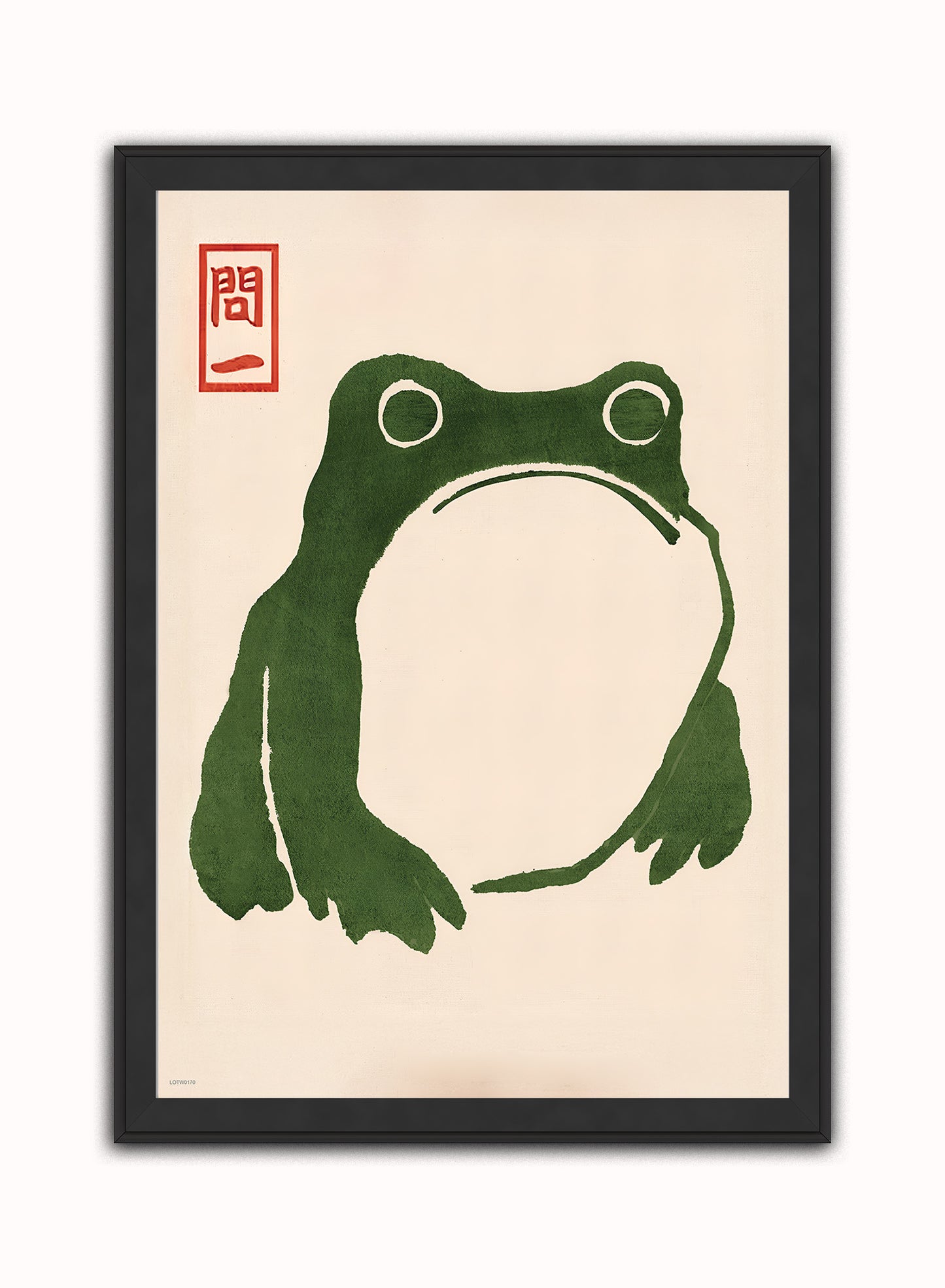 Japanese Grumpy Toad by Matsumoto Hoji Print – Matsumoto Hoji Japanese Wall Art 50x70cm Black Frame