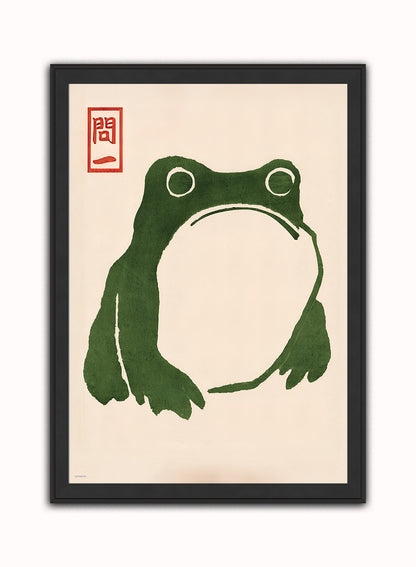 Japanese Grumpy Toad by Matsumoto Hoji Print – Matsumoto Hoji Japanese Wall Art 50x70cm Black Frame