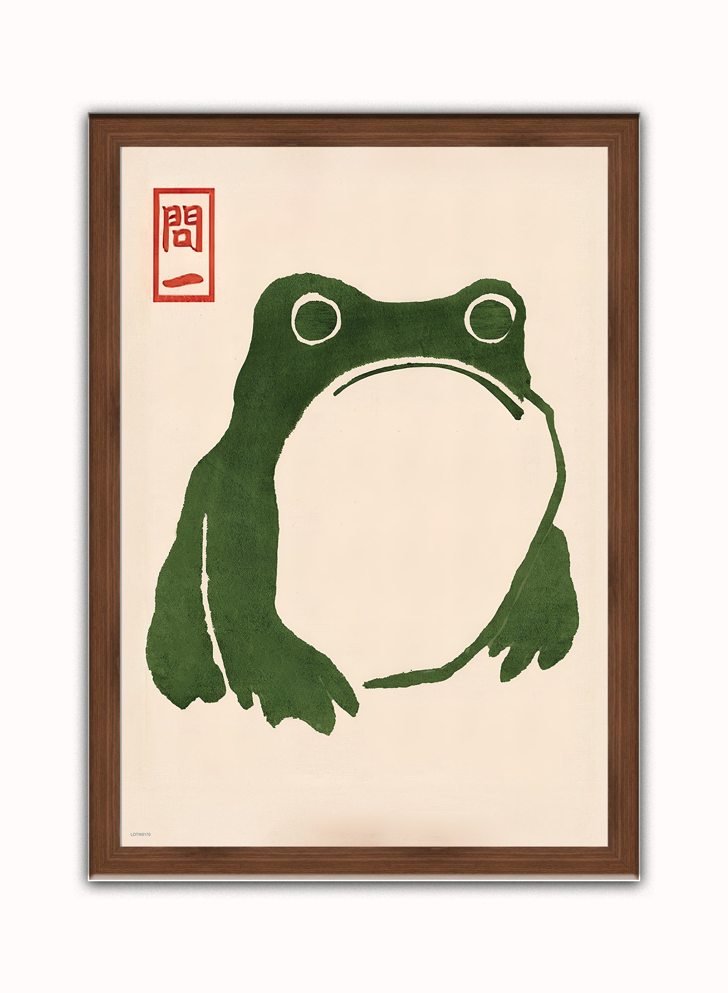 Japanese Grumpy Toad by Matsumoto Hoji Print – Matsumoto Hoji Japanese Wall Art 50x70cm Dark Wood Frame