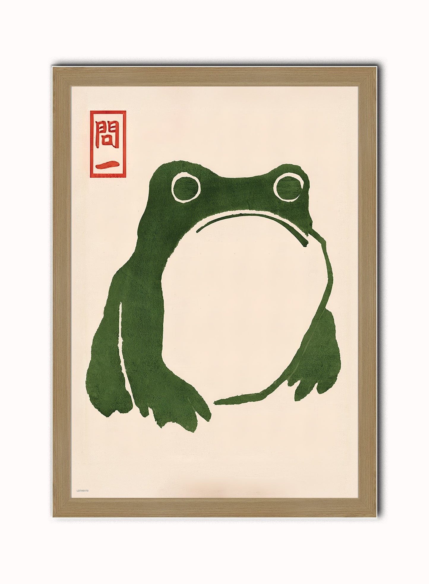 Japanese Grumpy Toad by Matsumoto Hoji Print – Matsumoto Hoji Japanese Wall Art 50x70cm Light Wood Frame