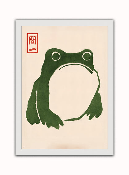 Japanese Grumpy Toad by Matsumoto Hoji Print – Matsumoto Hoji Japanese Wall Art 50x70cm White Frame