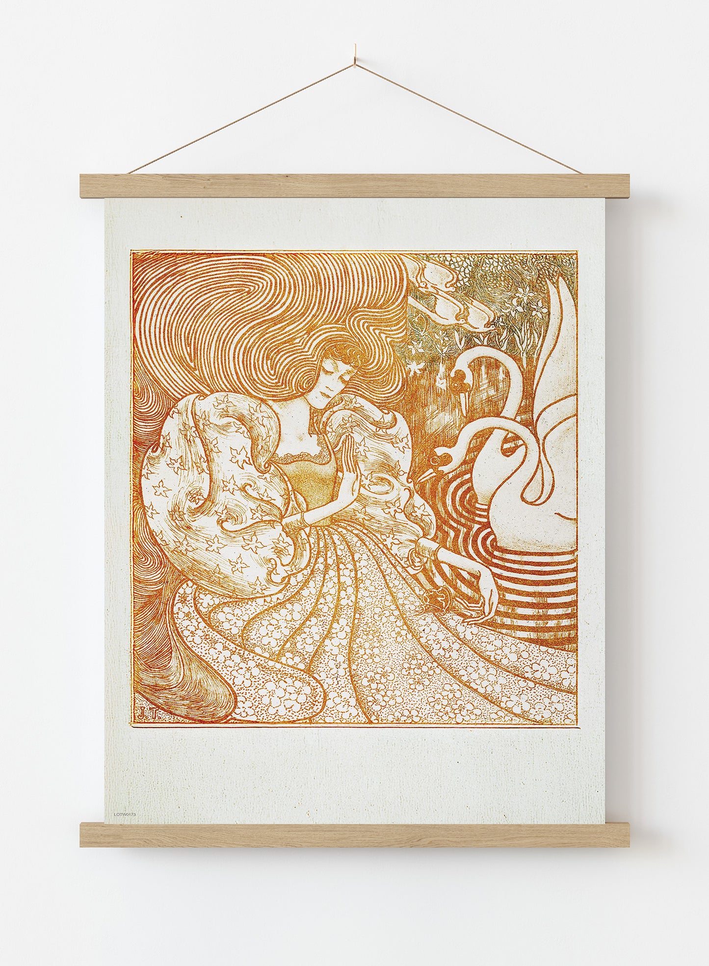 Woman with a Butterfly at a Pond with Two Swans (1894) by Jan Toorop Art Poster Print. Print – Jan Toorop Art Poster Print. Vintage Poster Wall Art 50x70cm Poster Hanger