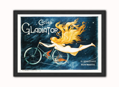 Art Nouveau Cycles Gladiator Poster by Georges Massias Print – Georges Massias Vintage Poster Wall Art 50x70cm Black Frame