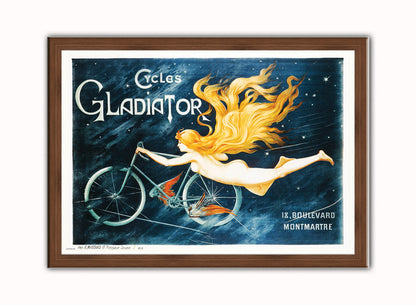 Art Nouveau Cycles Gladiator Poster by Georges Massias Print – Georges Massias Vintage Poster Wall Art 50x70cm Dark Wood Frame