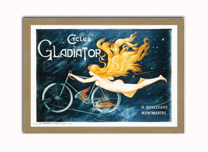 Art Nouveau Cycles Gladiator Poster by Georges Massias Print – Georges Massias Vintage Poster Wall Art 50x70cm Light Wood Frame