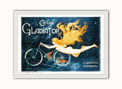 Art Nouveau Cycles Gladiator Poster by Georges Massias Print – Georges Massias Vintage Poster Wall Art 50x70cm White Frame
