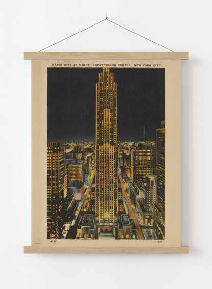 Radio City at Night, Rockefeller Center, New York City Poster Vintage Poster Wall Art Print 50x70cm Poster Hanger
