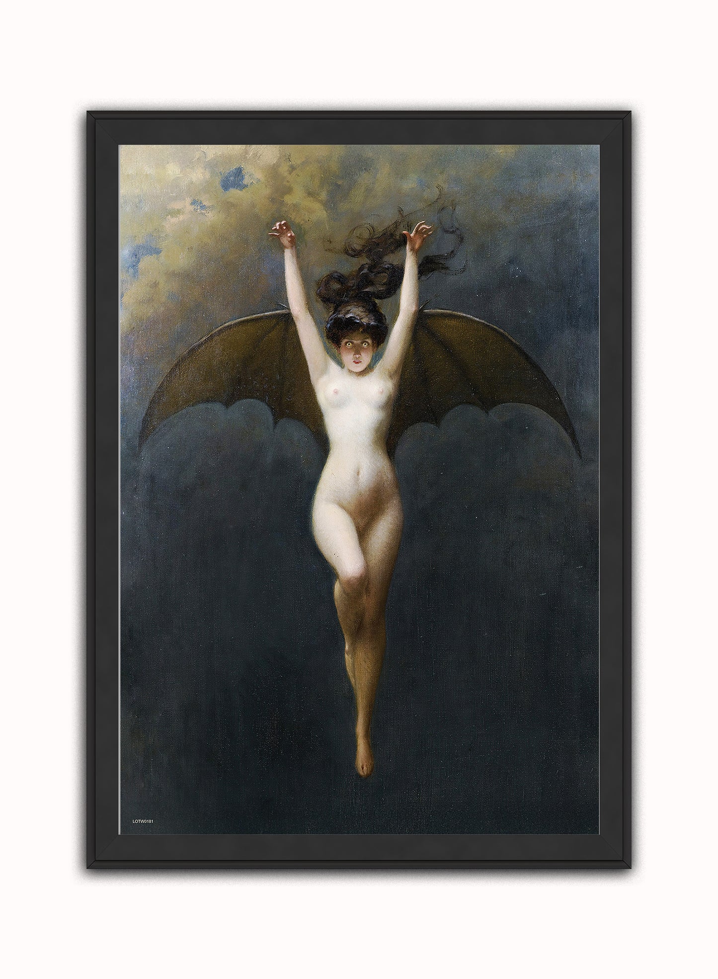 The Bat Woman by Albert Joseph Pénot. Print – Albert Joseph Pénot. Vintage Art Wall Art 50x70cm Black Frame