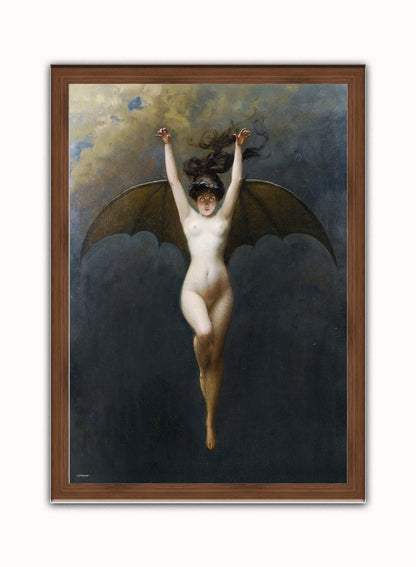 The Bat Woman by Albert Joseph Pénot. Print – Albert Joseph Pénot. Vintage Art Wall Art 50x70cm Dark Wood Frame