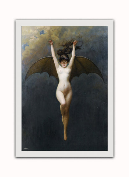 The Bat Woman by Albert Joseph Pénot. Print – Albert Joseph Pénot. Vintage Art Wall Art 50x70cm White Frame