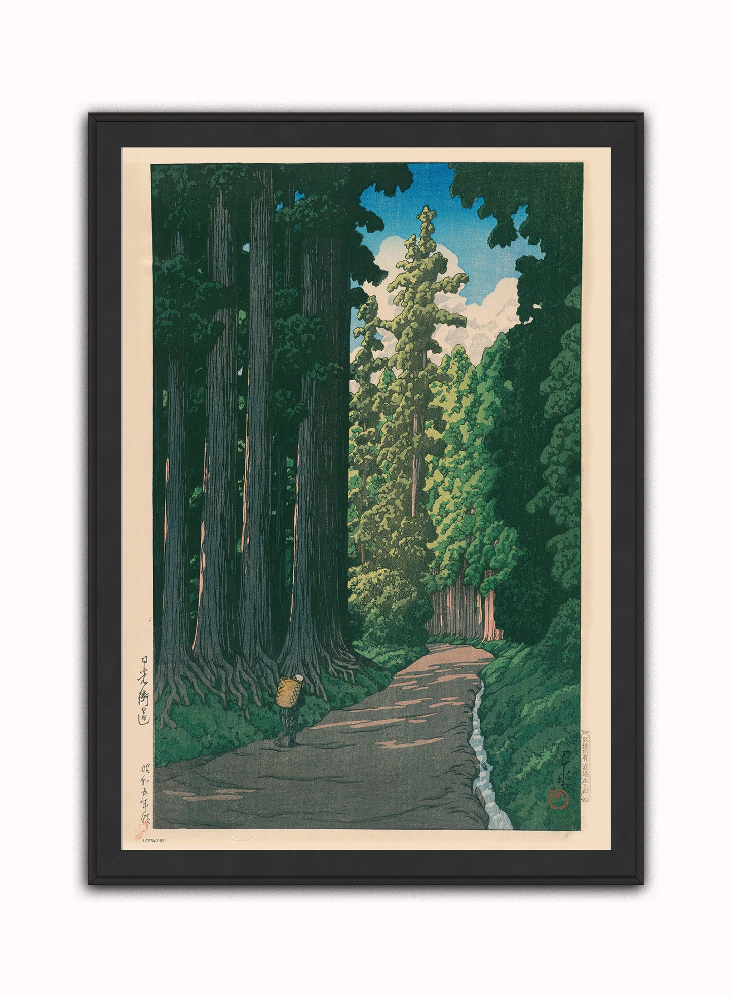 Road to Nikko Japanese Poster by artist Kawase Hasui Print – artist Kawase Hasui Japanese Wall Art 50x70cm Black Frame