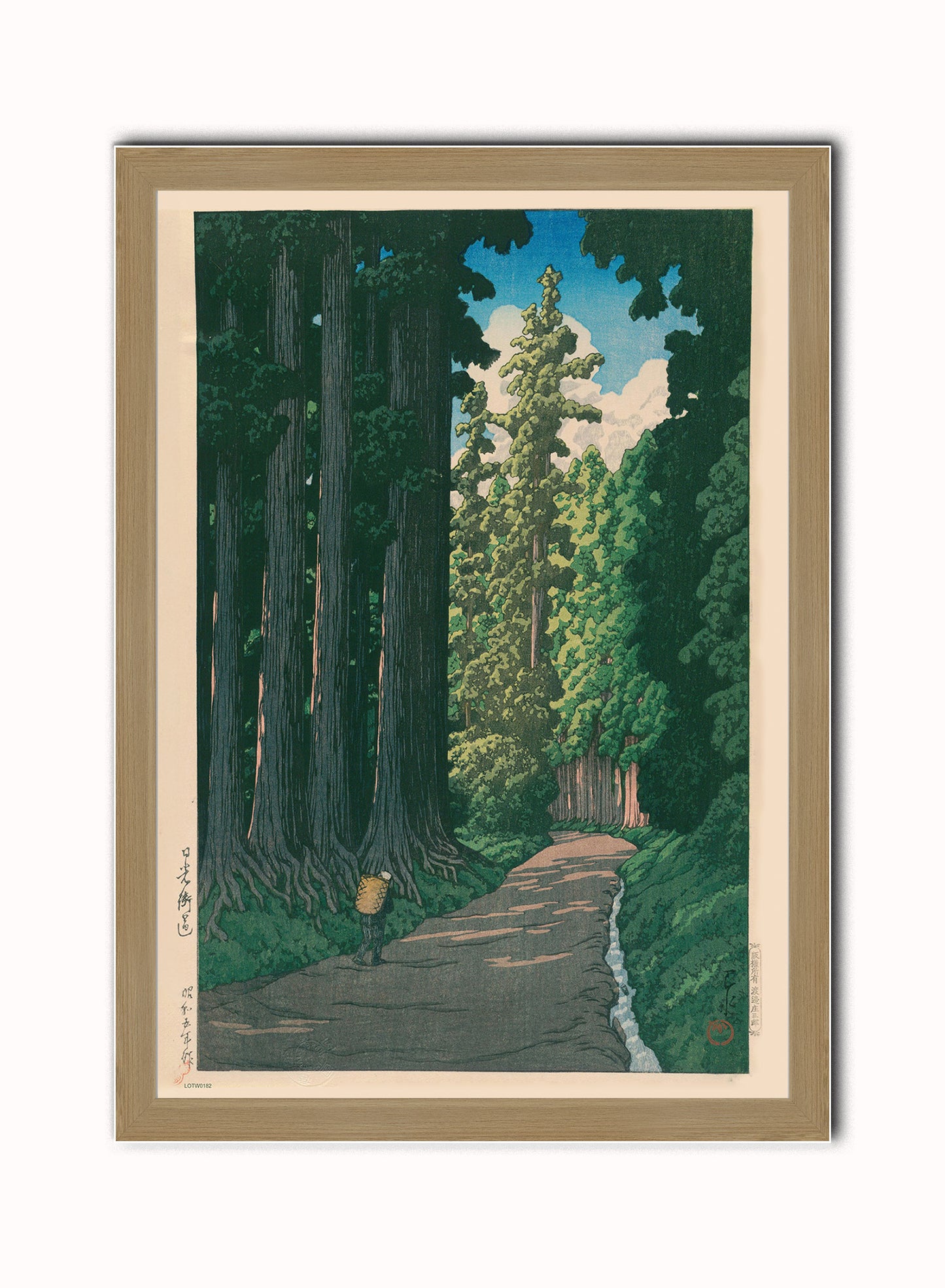 Road to Nikko Japanese Poster by artist Kawase Hasui Print – artist Kawase Hasui Japanese Wall Art 50x70cm Light Wood Frame