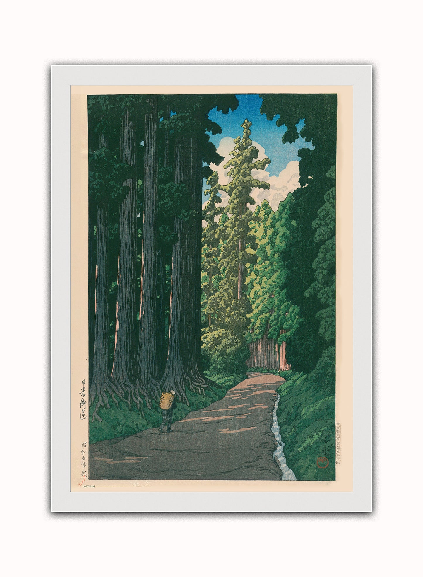 Road to Nikko Japanese Poster by artist Kawase Hasui Print – artist Kawase Hasui Japanese Wall Art 50x70cm White Frame