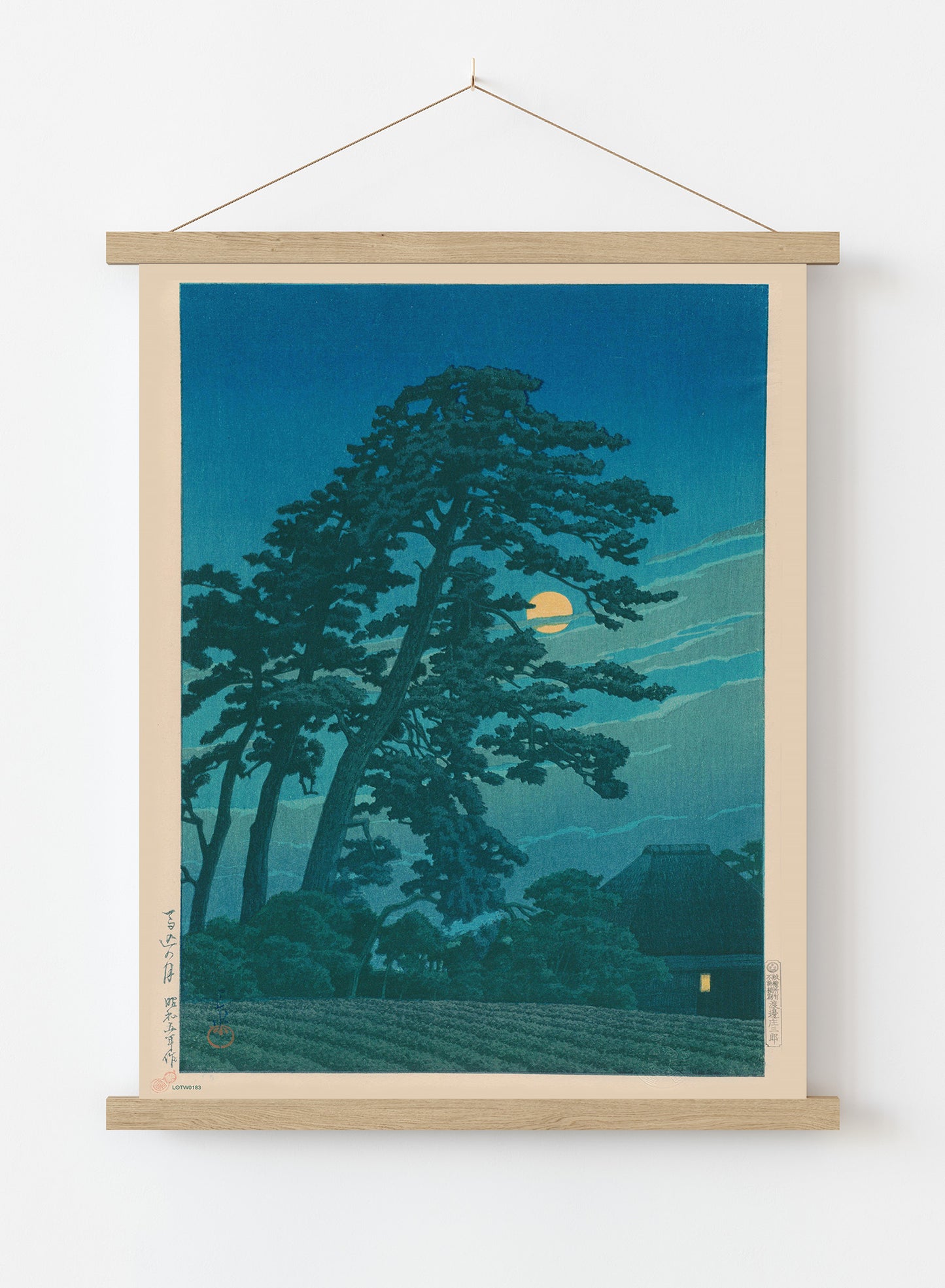 Moon at Magome Japanese Poster by artist Kawase Hasui Print – artist Kawase Hasui Japanese Wall Art 50x70cm Poster Hanger