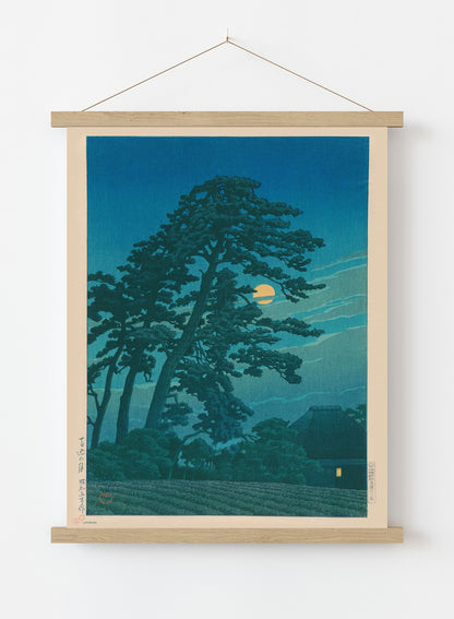 Moon at Magome Japanese Poster by artist Kawase Hasui Print – artist Kawase Hasui Japanese Wall Art 50x70cm Poster Hanger