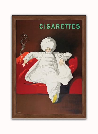 JOB Cigarettes by Leonetto Cappiello Print – Leonetto Cappiello Vintage Poster Wall Art 50x70cm Dark Wood Frame