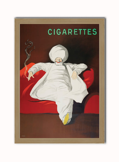 JOB Cigarettes by Leonetto Cappiello Print – Leonetto Cappiello Vintage Poster Wall Art 50x70cm Light Wood Frame