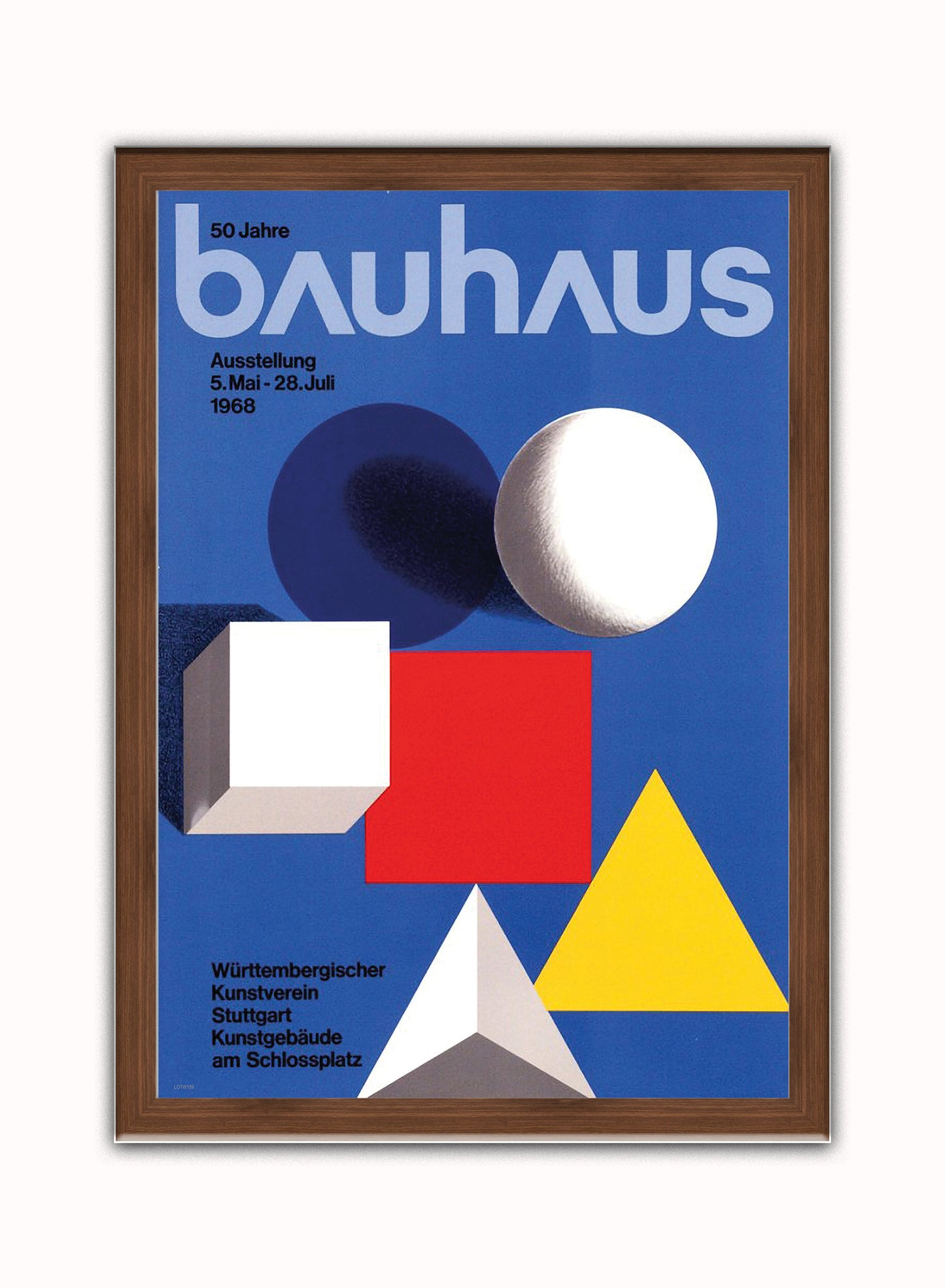 Bauhaus Poster designed by Herbert Bayer Print – Herbert Bayer Bauhaus Wall Art 50x70cm Dark Wood Frame