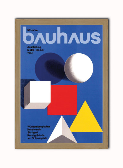Bauhaus Poster designed by Herbert Bayer Print – Herbert Bayer Bauhaus Wall Art 50x70cm Light Wood Frame