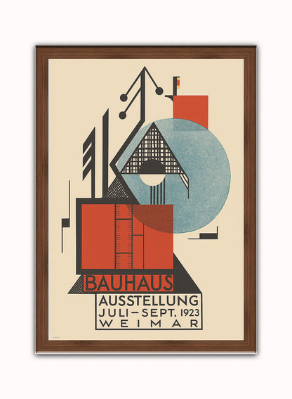 Bauhaus Exhibition 1923 (Bauhaus Ausstellung by Rudolf Baschant Print – Rudolf Baschant Bauhaus Wall Art 50x70cm Dark Wood Frame