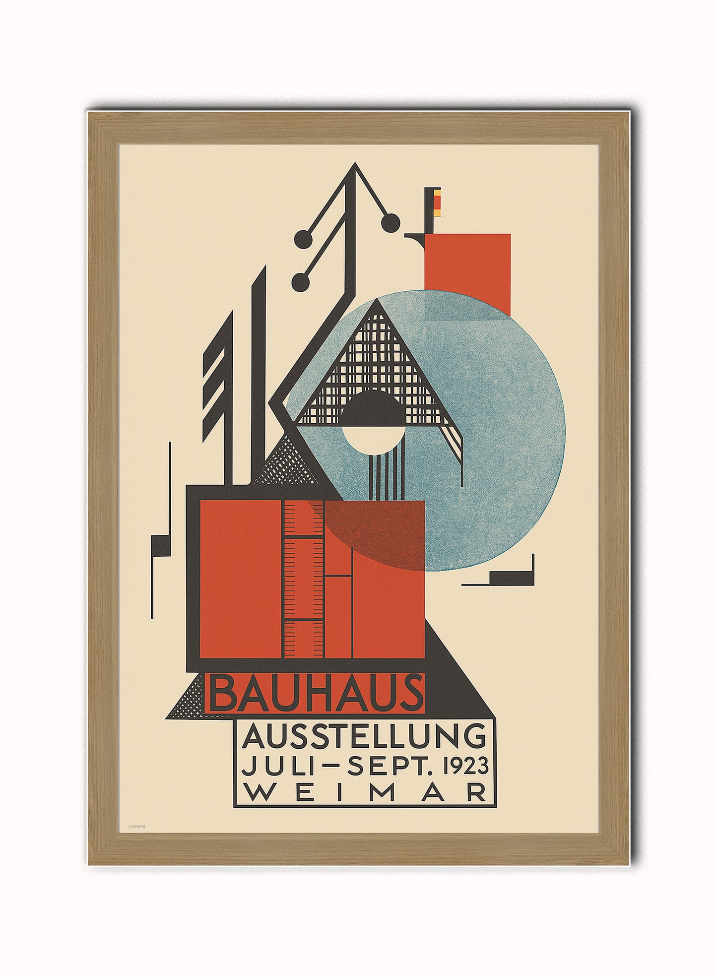 Bauhaus Exhibition 1923 (Bauhaus Ausstellung by Rudolf Baschant Print – Rudolf Baschant Bauhaus Wall Art 50x70cm Light Wood Frame