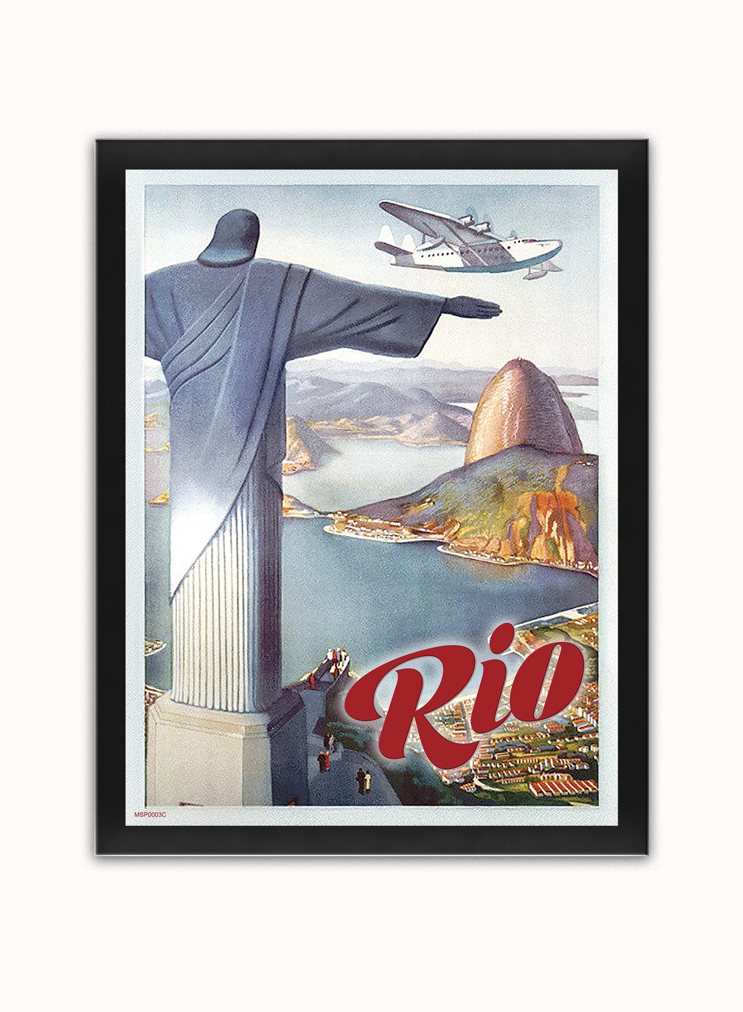 Flying Down to Rio,Vintage Travel Poster by Paul George Lawler Print – Paul George Lawler Vintage Poster Wall Art 30x40cm Black Frame