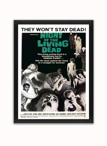 Night of the Living Dead Movie Poster Art Print Vintage Poster Wall Art Print 40x30cm Black Frame