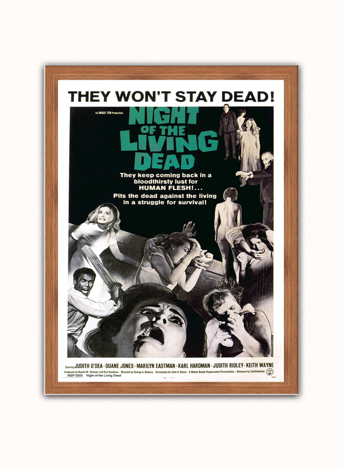 Night of the Living Dead Movie Poster Art Print Vintage Poster Wall Art Print 40x30cm Dark Wood