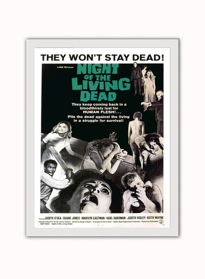 Night of the Living Dead Movie Poster Art Print Vintage Poster Wall Art Print 40x30cm White Frame