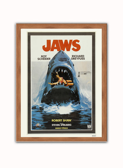 Jaws Poster Poster Art Print Vintage Poster Wall Art Print 30x40cm Dark Wood