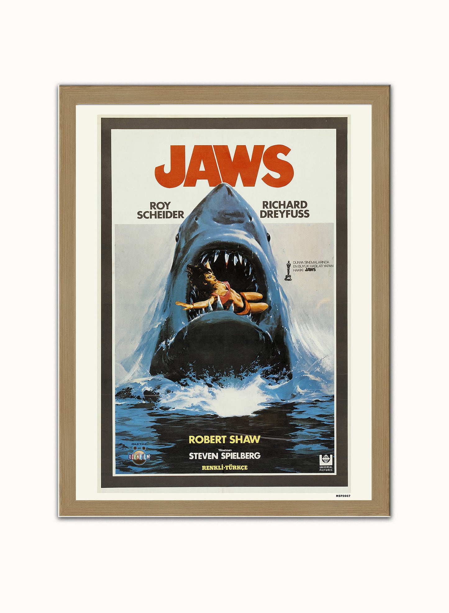 Jaws Poster Poster Art Print Vintage Poster Wall Art Print 30x40cm Light Wood