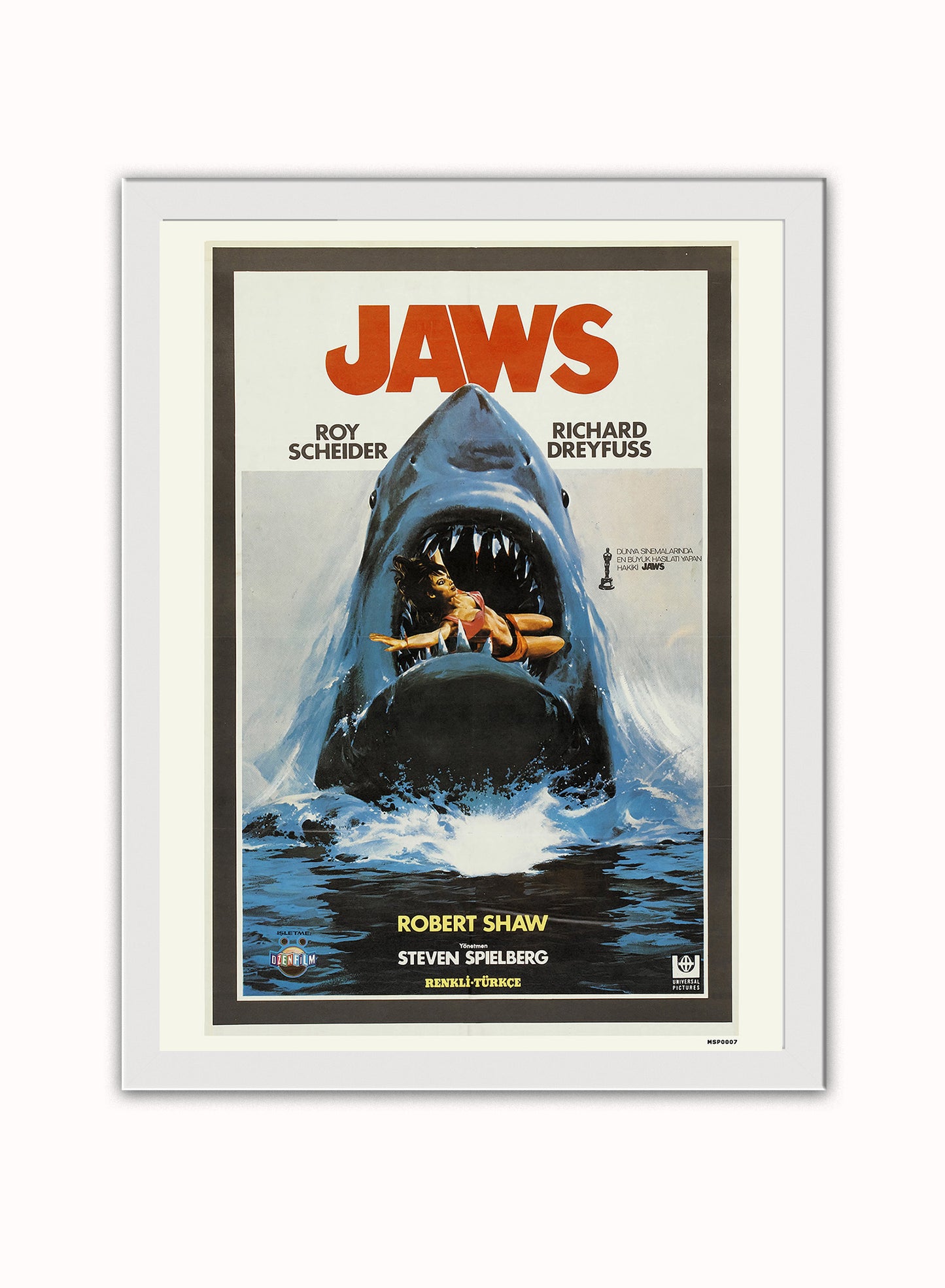 Jaws Poster Poster Art Print Vintage Poster Wall Art Print 30x40cm White Frame