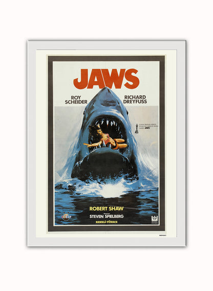 Jaws Poster Poster Art Print Vintage Poster Wall Art Print 30x40cm White Frame