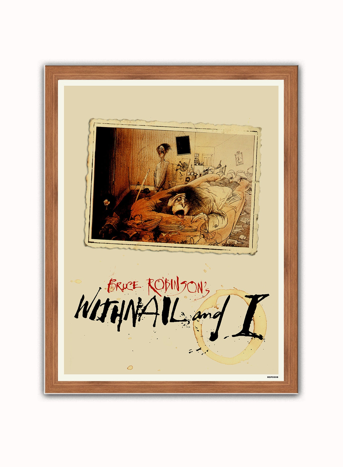 Withnail and I Ralph Steadman Vintage Poster Wall Art Print 30x40cm Dark Wood