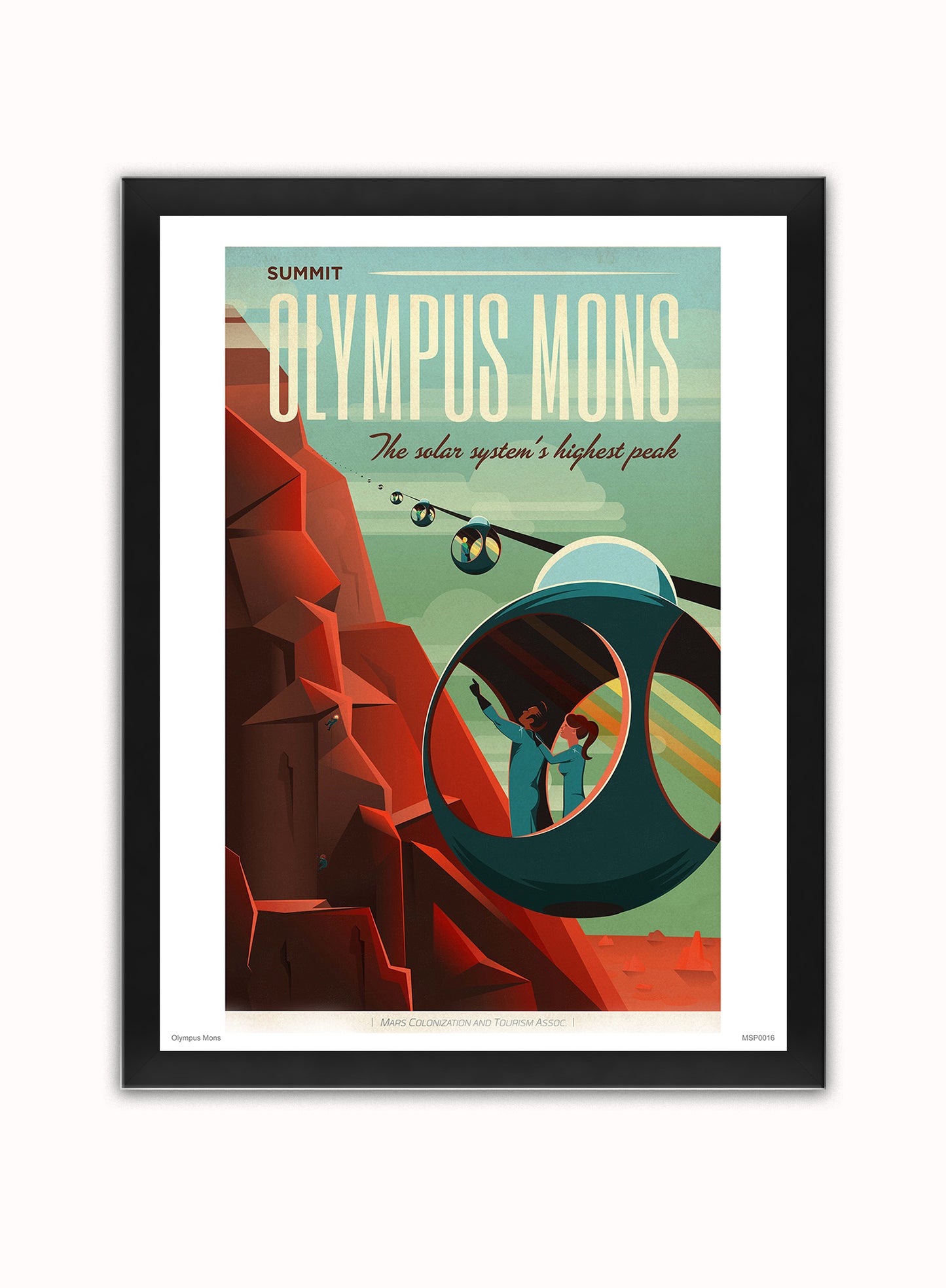 Olympus mons Mars Art Print Poster Vintage Poster Wall Art Print 30x40cm Black Frame