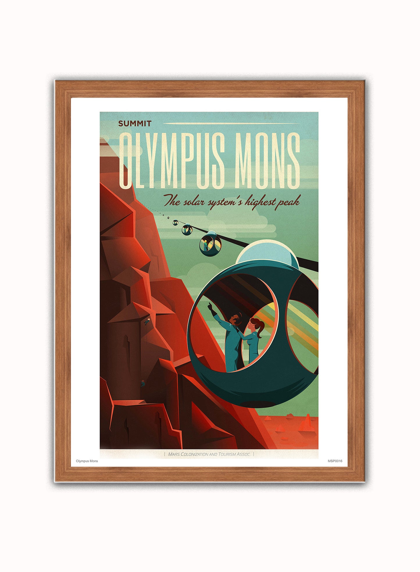 Olympus mons Mars Art Print Poster Vintage Poster Wall Art Print 30x40cm Dark Wood