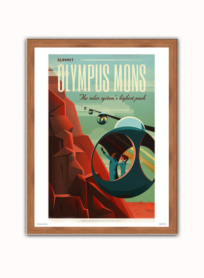 Olympus mons Mars Art Print Poster Vintage Poster Wall Art Print 30x40cm Dark Wood
