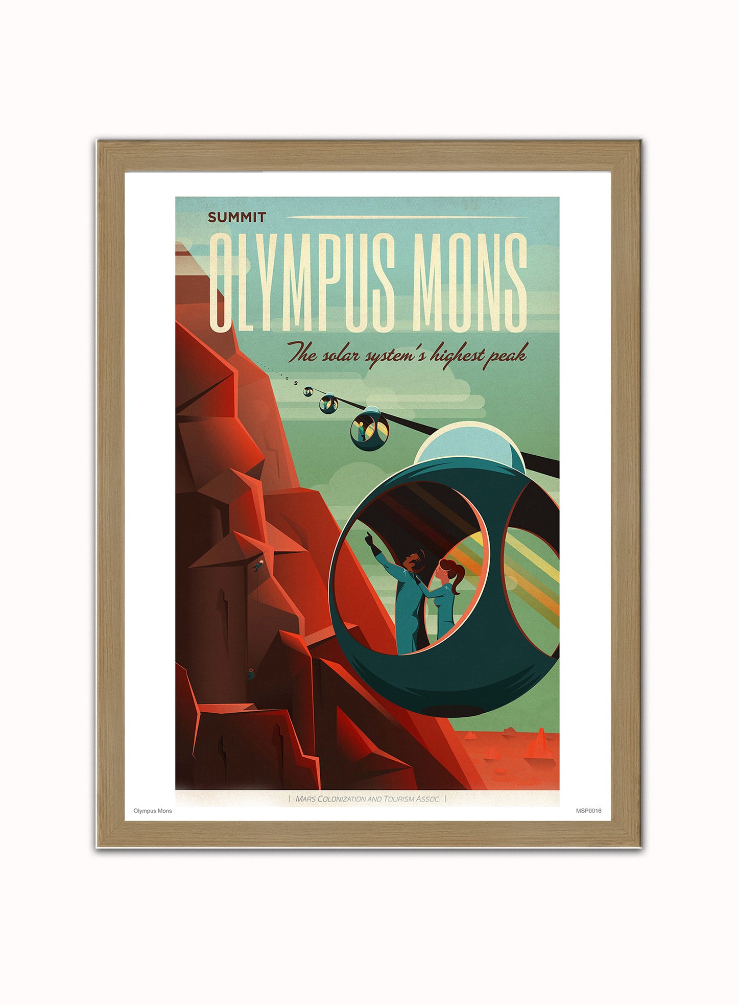 Olympus mons Mars Art Print Poster Vintage Poster Wall Art Print 30x40cm Light Wood