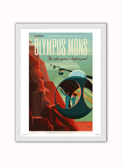 Olympus mons Mars Art Print Poster Vintage Poster Wall Art Print 30x40cm White Frame