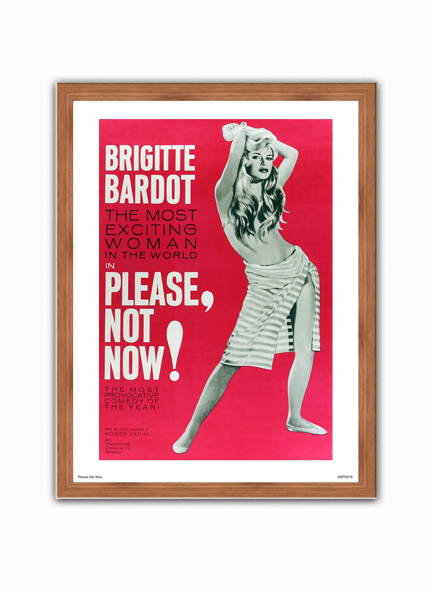 Brigitte Bardot, Please not Now Movie Poster Art Print Vintage Poster Wall Art Print 40x30cm Dark Wood