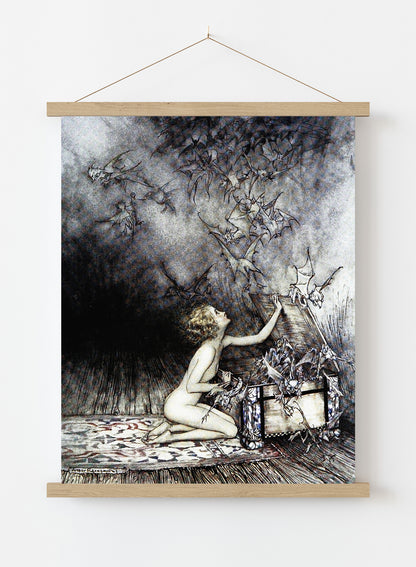Pandora and the box by Arthur Rackham Art Print Print – Arthur Rackham Art Print Vintage Art Wall Art 30x40cm Hanger