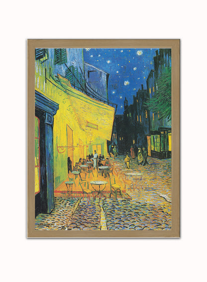 Van Gogh Cafe Terrace Vintage Poster Wall Art Print 30x40cm Light Wood