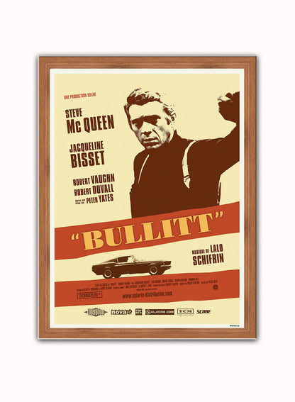 Bullit Vintage Poster Wall Art Print 30x40cm Dark Wood