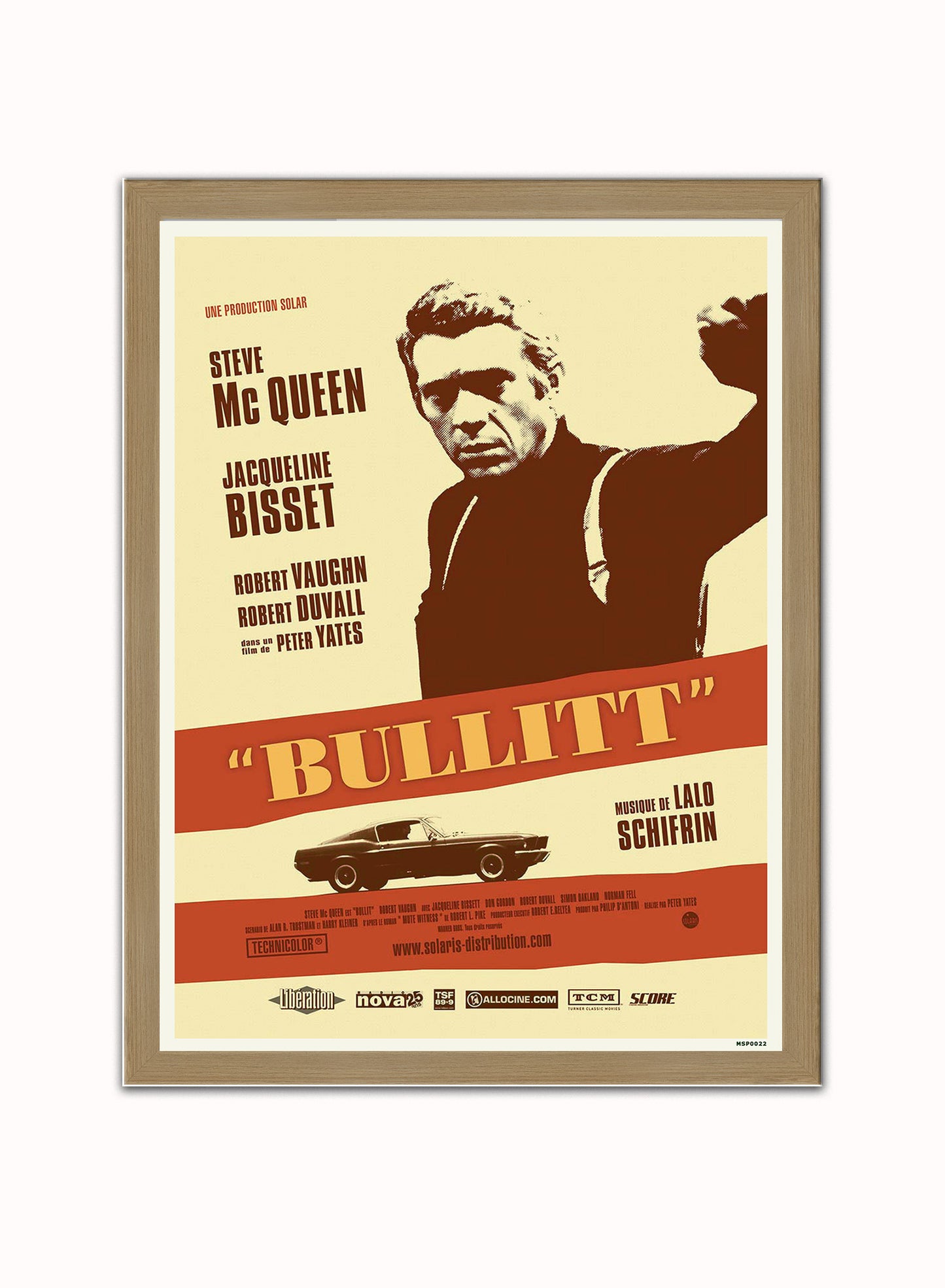 Bullit Vintage Poster Wall Art Print 30x40cm Light Wood