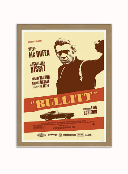 Bullit Vintage Poster Wall Art Print 30x40cm Light Wood