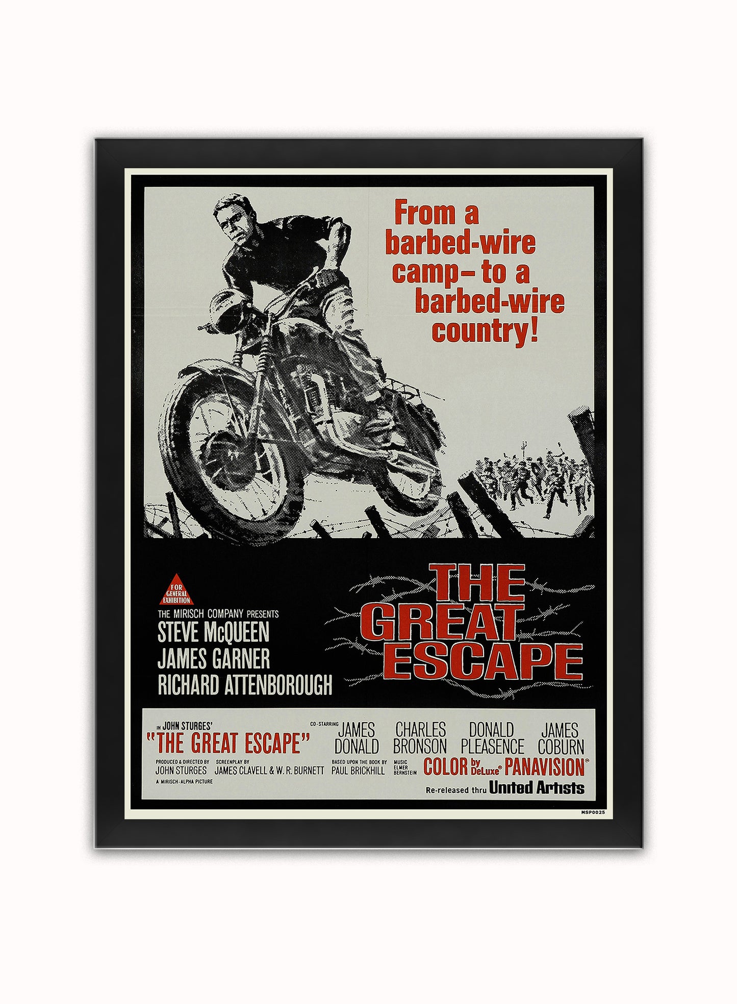 Great escape Steve Mqueen Vintage Poster Wall Art Print 30x40cm Black Frame