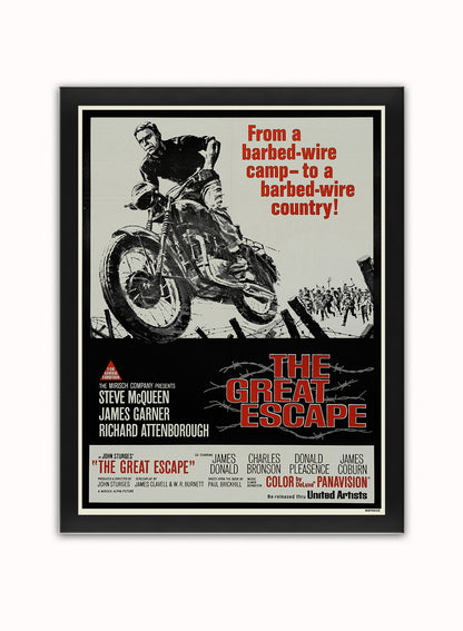 Great escape Steve Mqueen Vintage Poster Wall Art Print 30x40cm Black Frame